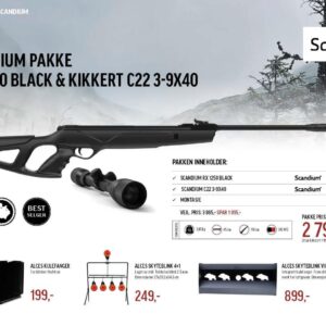 Scandium RX 1250 4,5mm 20J luftgevær-pakke
