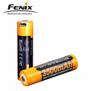 2pk Fenix Oppladbart USB 18650 Batteri 3500mah