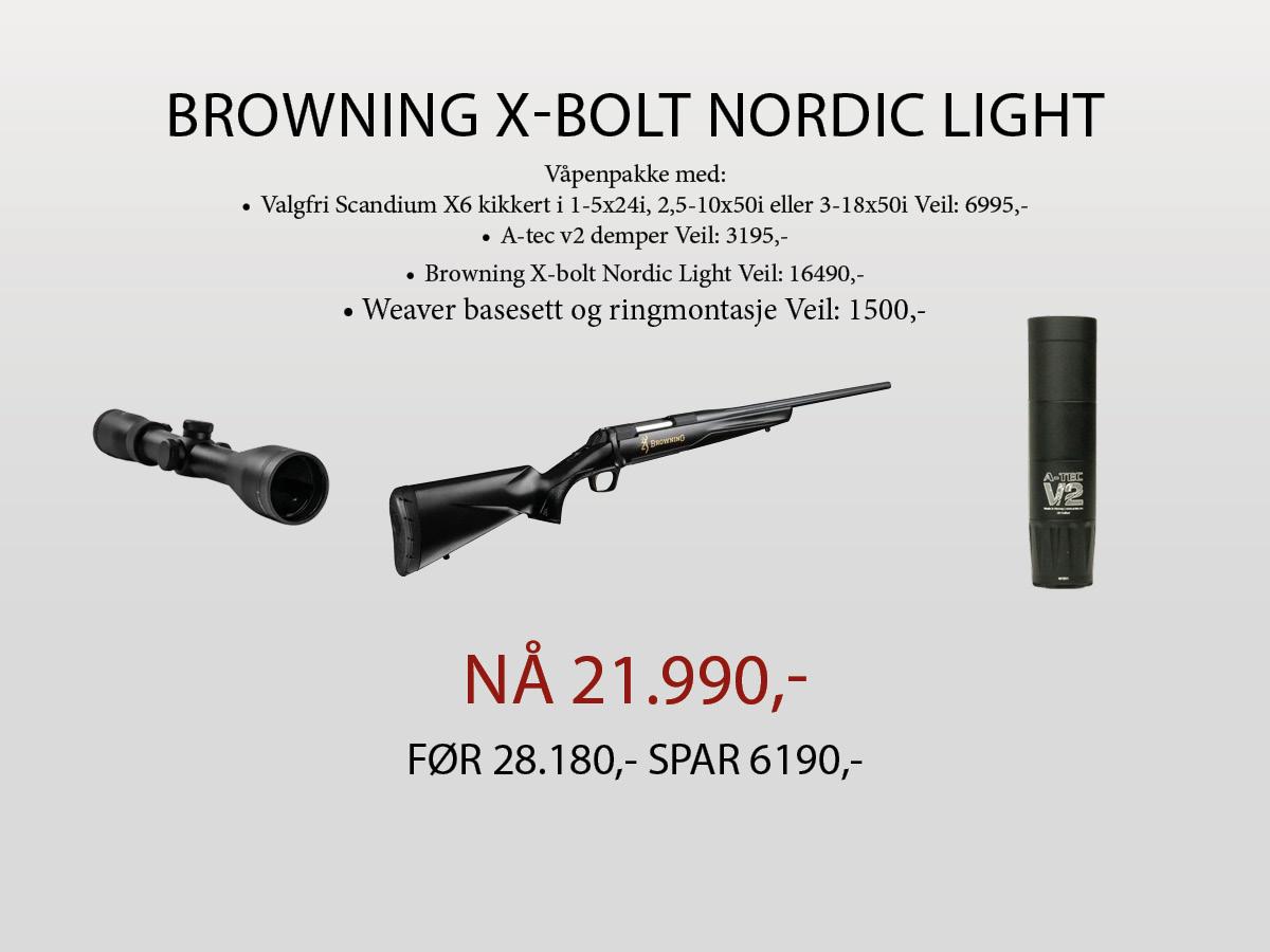 Browning X-bolt Nordic Light Black .308 Våpenpakke