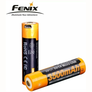 2pk Fenix Oppladbart USB 18650 Batteri 3500mah