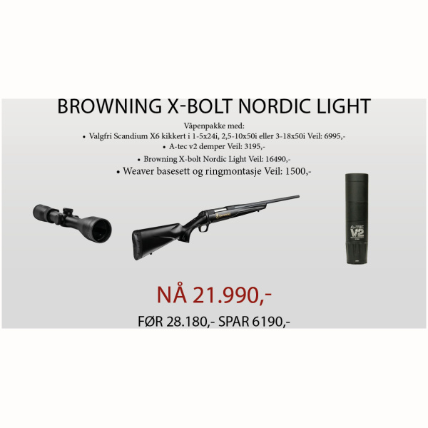 Browning X-bolt Nordic Light BLACK .308 VÅPENPAKKE