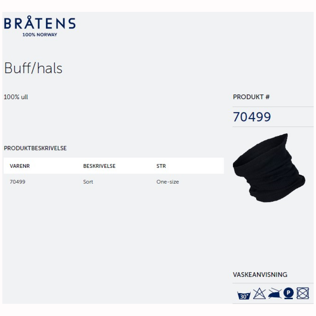 Bråtens Hals Merinoull Sort