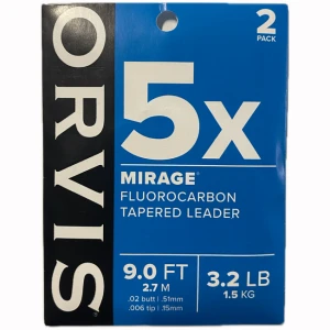 Orvis Mirage Fluorocarbon Tapered Leader 5x 9FT 2pk 1,5kg