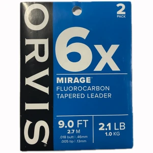 Orvis Mirage Fluorocarbon Tapered Leader 6x 9FT 2pk 1,0kg