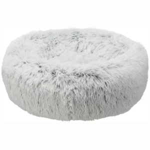 Hundeseng/Katteseng Harvey Hvit/Sort Langhåret Plysj Ø:50cm