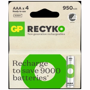 GP ReCyko AAA-batteri, 950mAh - 4pk Oppladbart