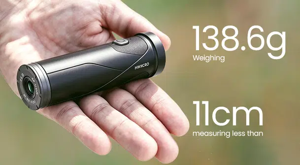 Nyhet! Hikmicro A7E - 4K Actionkamera til Rifle og Hagle 4 HIKMICRO HIKCam A7E størrelse og vekt